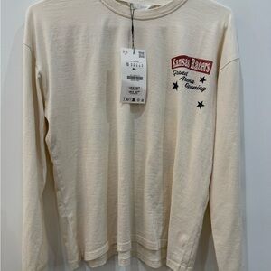 Zara Cream Long Sleeve Tee with Red & Black Graphic